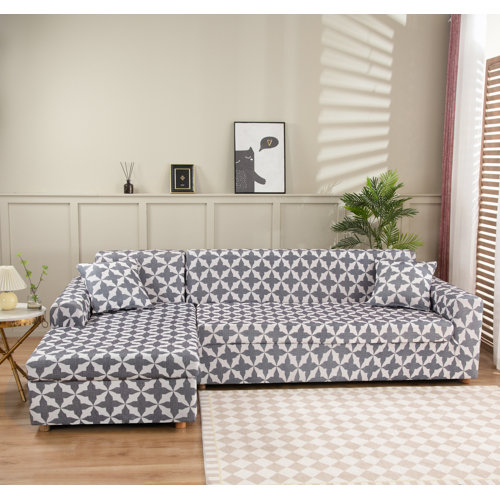 Ivy Bronx 2Pcs Printed LShaped Sofa Covers, Stretch Couch Slipcovers For Sectional Sofa, With 4